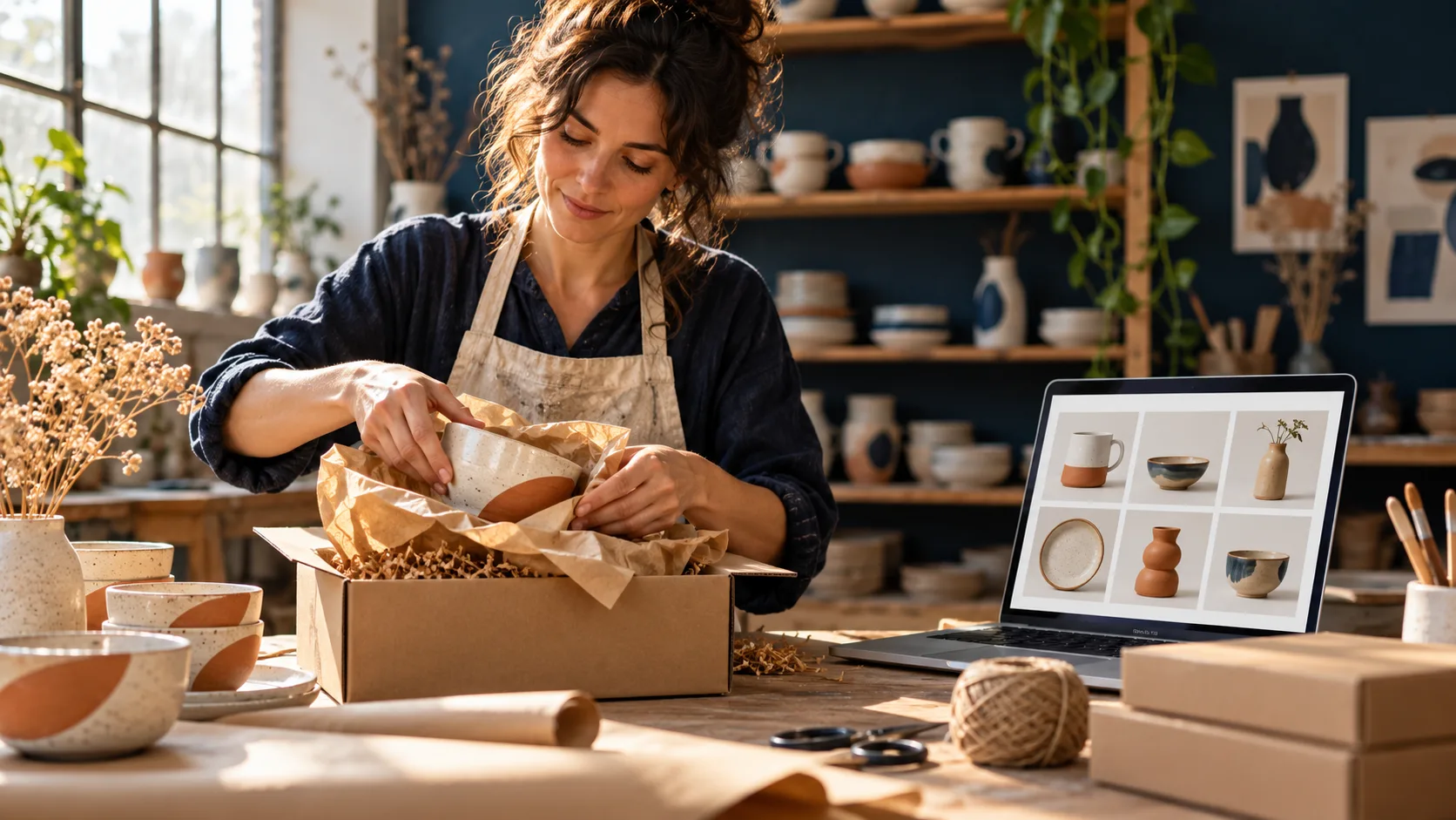 Produkt wird für einen Online-Shop verpackt
